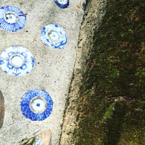 old ceramics in the concrete